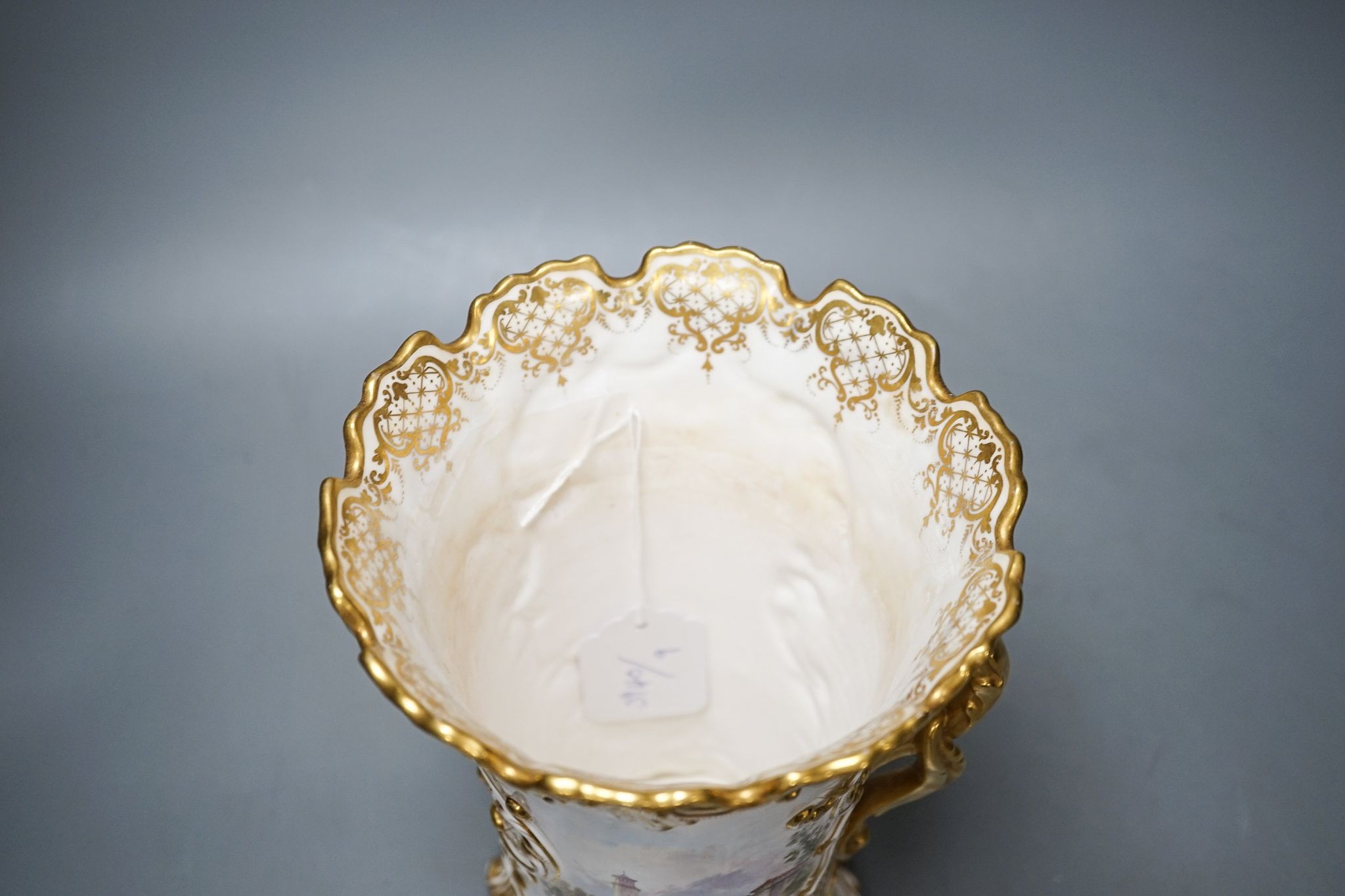 A late 19th century/ early 20th century Copeland Florentine vase painted with a sailing scene 24cm